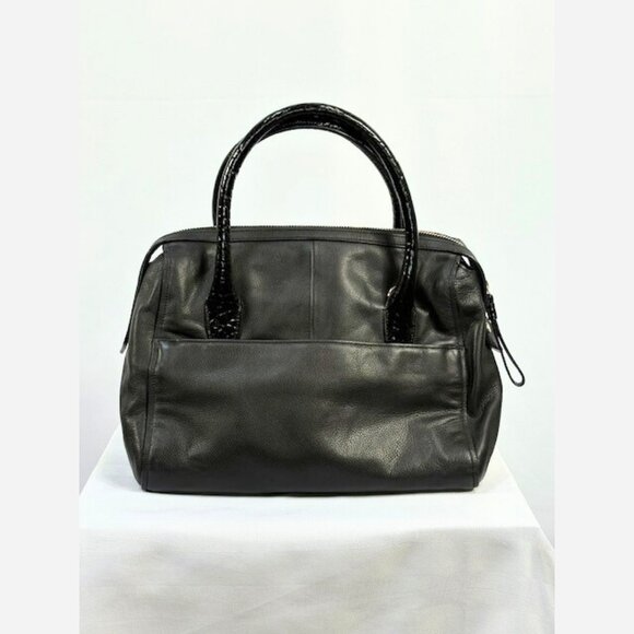 Cole Haan Structured Black Satchel with Patent Accents – Like New - Picture 2 of 5